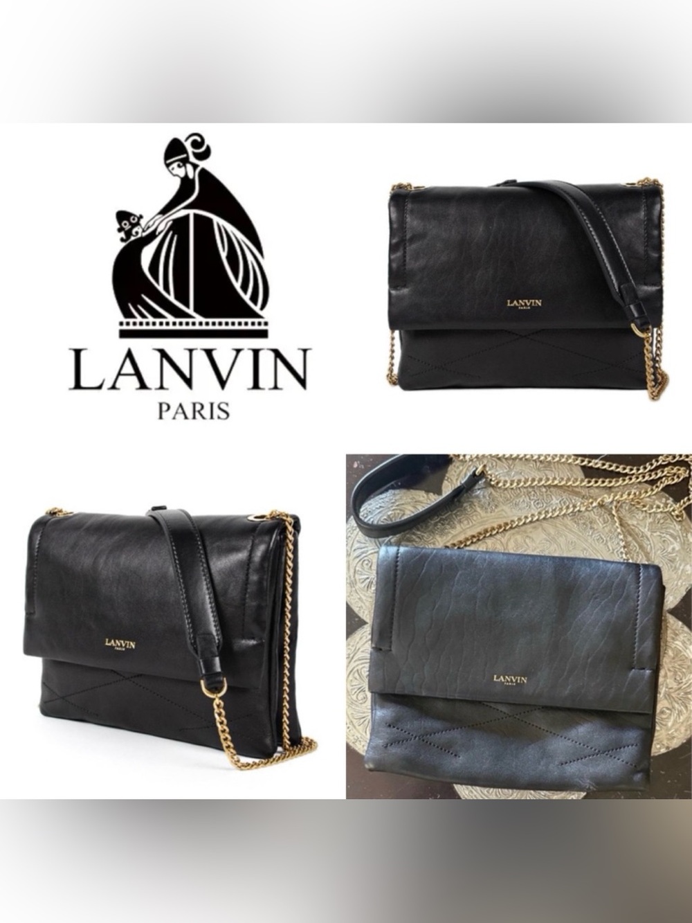 Lanvin Lambskin Sugar Crossbody, Black